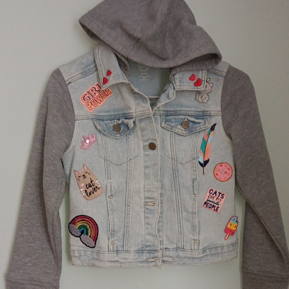 Kids Denim Jacket with Gray Sleeves